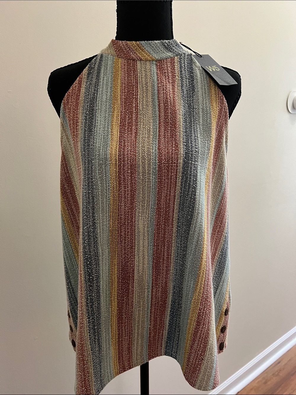 W5 Multi-Color Striped Halter Neck Tank Top